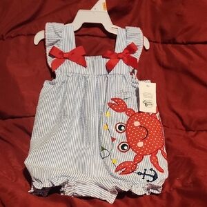 Goodlad Baby Girl Crab Romper Size:9 mos